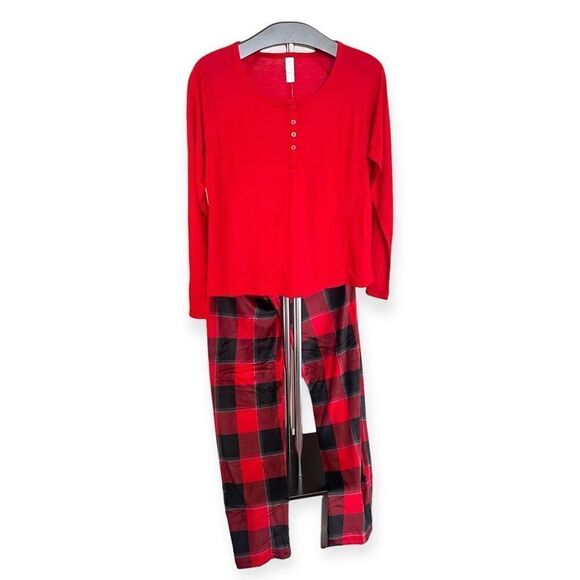 STARS ABOVE Women’s 2 Piece Cozy PJ Set in Red/Black Size Small NEW - Picture 6 of 13